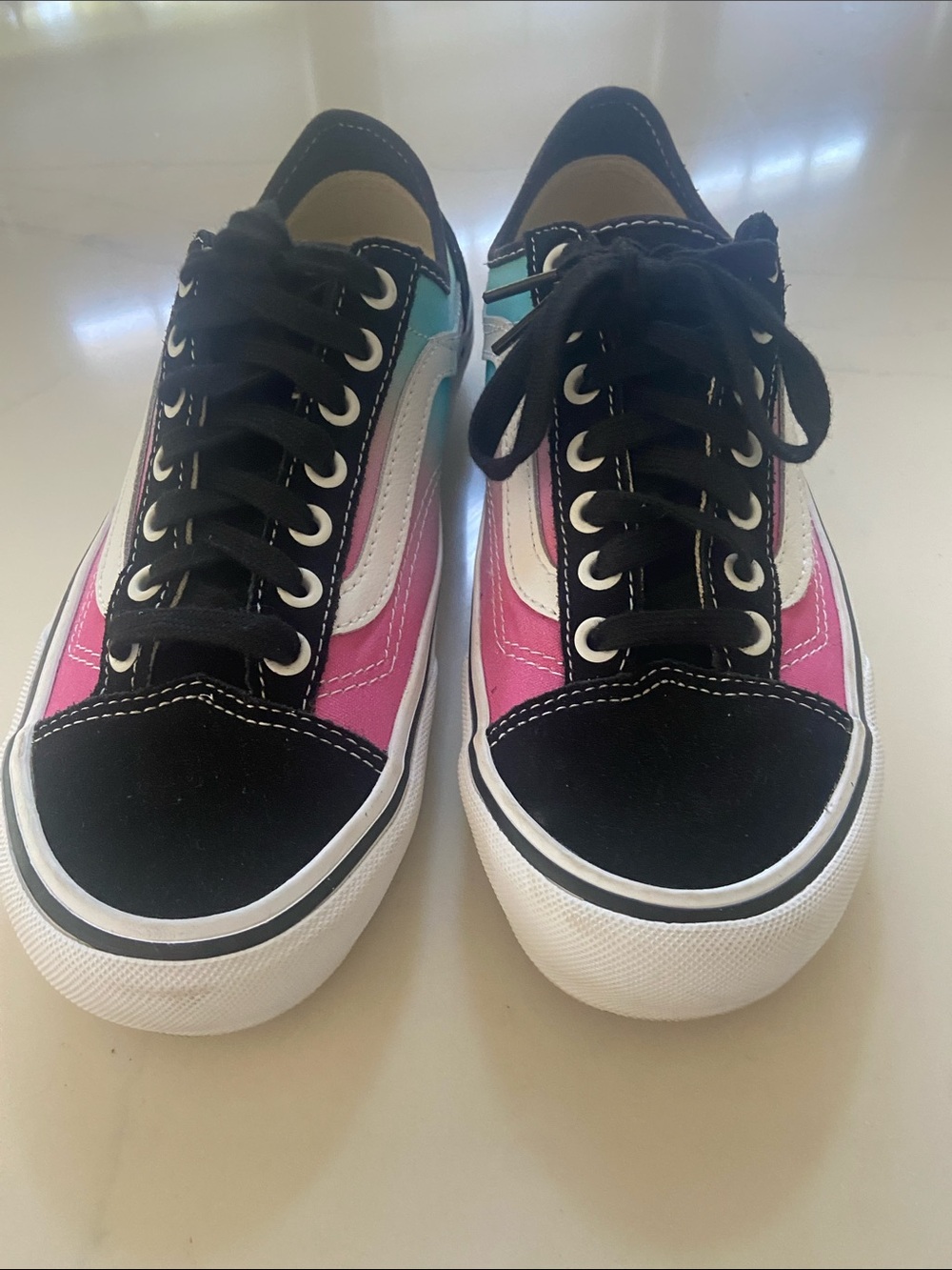 Vans Old Skool Low Top Sneakers in Black, Pink & Teal
